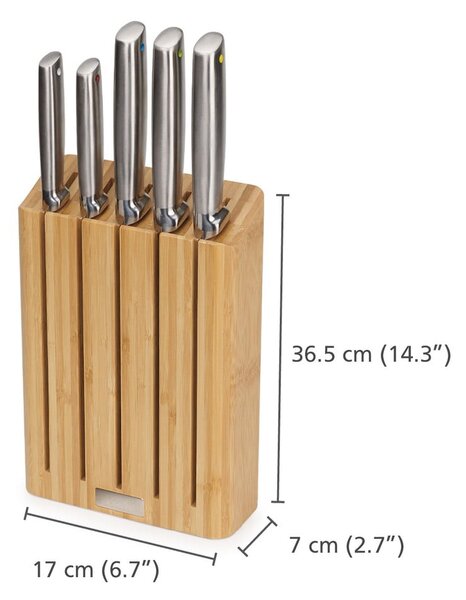 Zestaw noży ze stojakiem ze stali nierdzewnej 5 szt. Elevate Bamboo – Joseph Joseph
