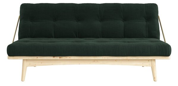 Sofa rozkładana ze sztruksową tapicerką Karup Design Folk Raw/Dark Green
