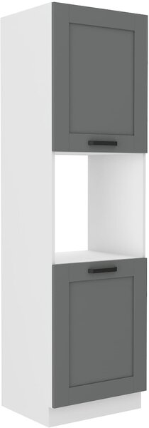 Wysoka szafka słupek na piekarnik LUNA 60 DP-210 2F Szary/Biały
