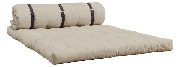 Sofa rozkładana z beżowym obiciem Karup Design Buckle Up Linen