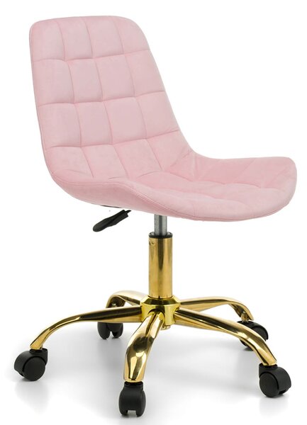 MebleMWM Krzesło obrotowe różowe CL-590-3 welurowe, złote nogi