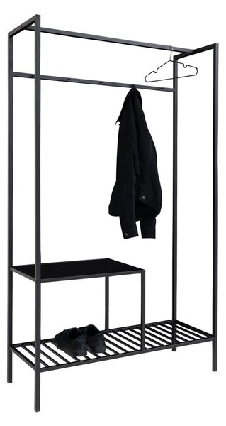 Czarny wielofunkcyjny wieszak z 2 półkami House Nordic Vita, 170x101 cm