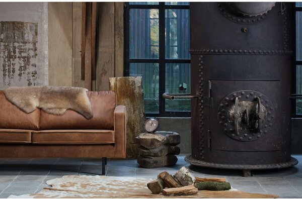 Brązowa sofa z imitacji skóry 190 cm Rodeo – WOOOD