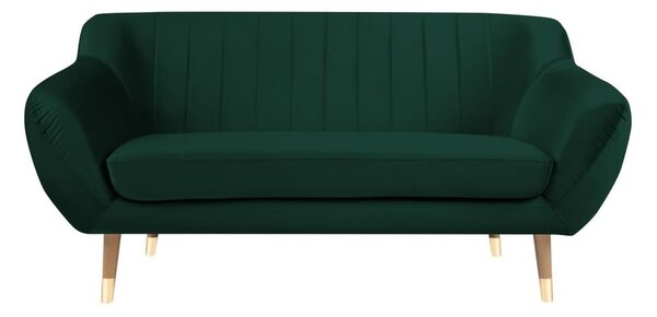 Ciemnozielona aksamitna sofa Mazzini Sofas Benito, 158 cm
