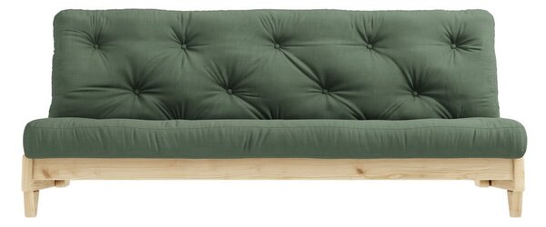 Sofa rozkładana z zielonym pokryciem Karup Design Fresh Natural/Olive Green