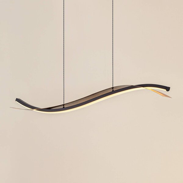 Lampa wisząca Alevia Lucande, możliwość ściemniania, mosiężny / złoty, salon / jadalnia, metal, design