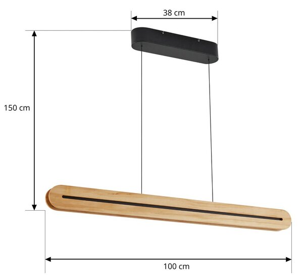 Lampa wisząca Darnor Lucande, możliwość ściemniania, jasne drewno, salon / jadalnia, drewno, nowoczesny