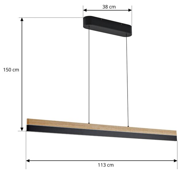 Lampa wisząca Holven Lucande, możliwość ściemniania, jasne drewno, salon / jadalnia, drewno, nowoczesny