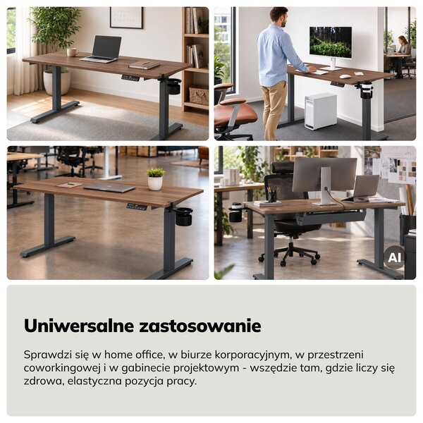 Duże biurko sit-stand do pracy Aria 160×80 cm, orzech/antracyt
