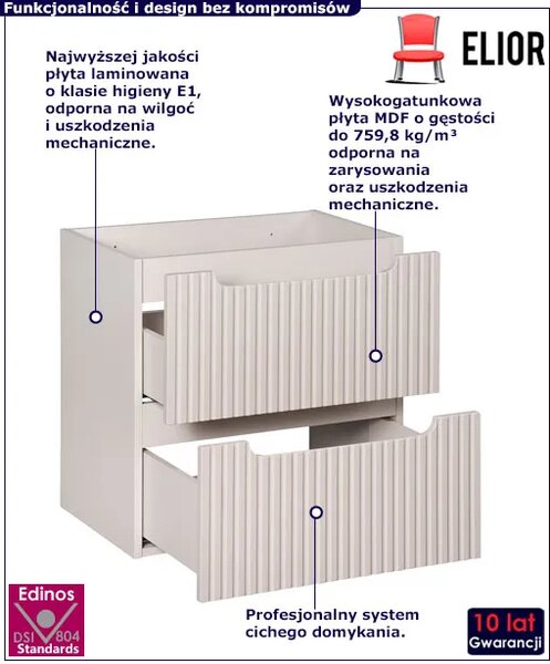 Kaszmirowa szafka łazienkowa z szufladami 60 cm L4-L95