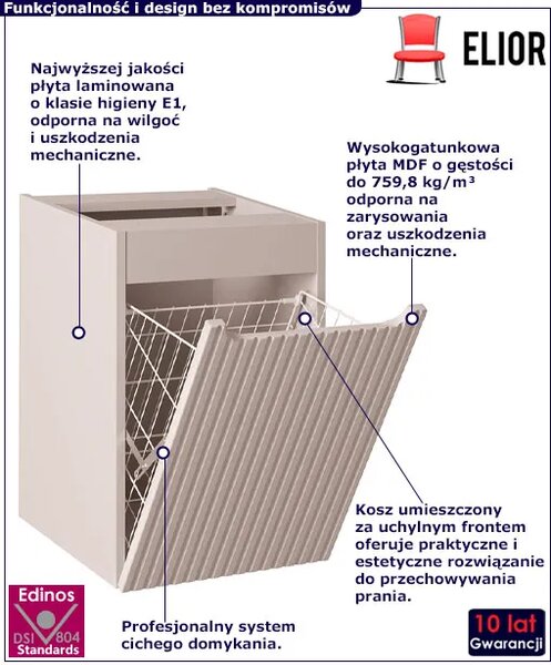 Kaszmirowa wisząca szafka łazienkowa z koszem C5-F40