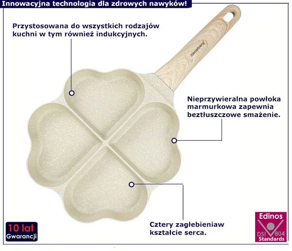 Kremowa serduszkowa patelnia do jajek B6-Z29