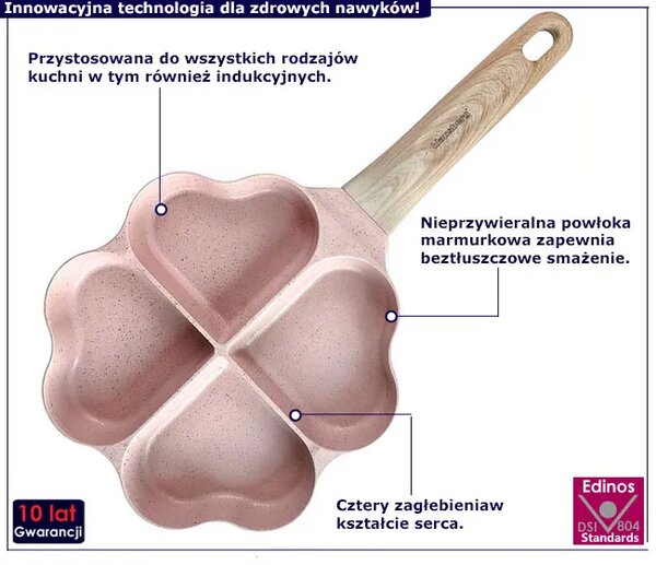 Marmurkowa różowa patelnia do jajek - Tyfrox 4X