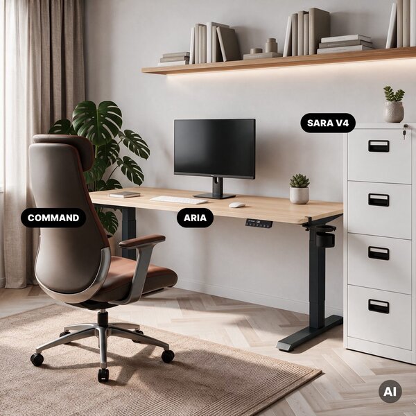 Duże biurko sit-stand do pracy Aria 160×80 cm, dąb sonoma/antracyt