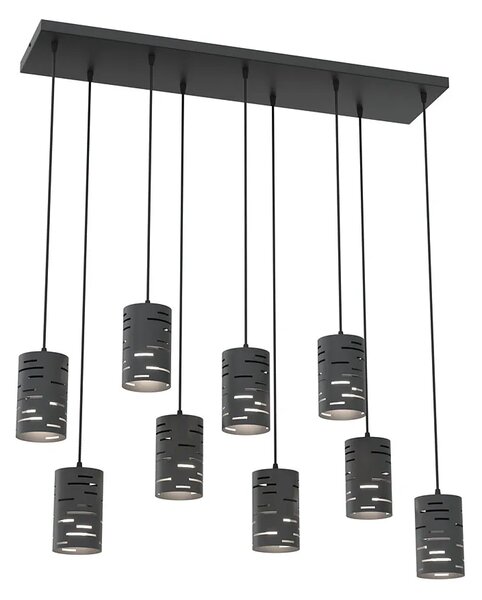 Czarna loftowa lampa z sześcioma kloszami - D150 L1-Z42
