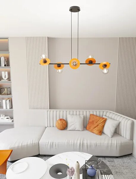 Nowoczesna czarno-pomarańczowa lampa wisząca - D159 R1-A27