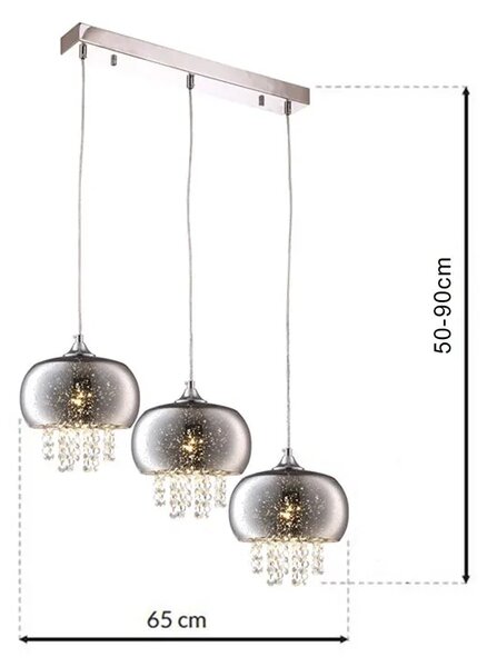 Potrójna lampa wisząca z kryształkami - 8X S001 P8-C32