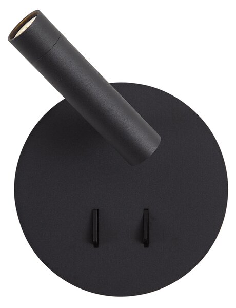Nowoczesna czarna lampa ścienna z diodą LED i USB-C - Croft