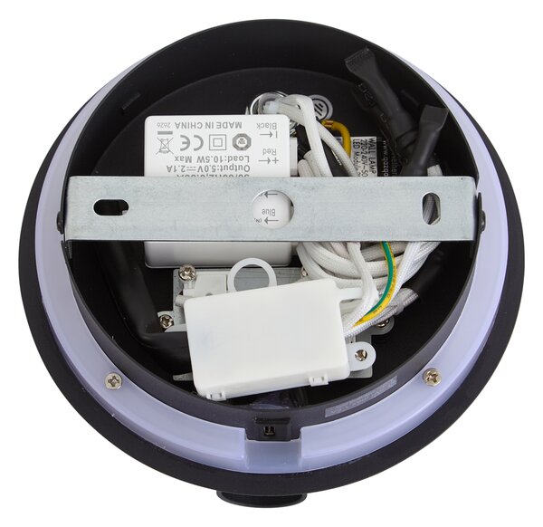 Nowoczesna czarna lampa ścienna z diodą LED i USB-C - Croft
