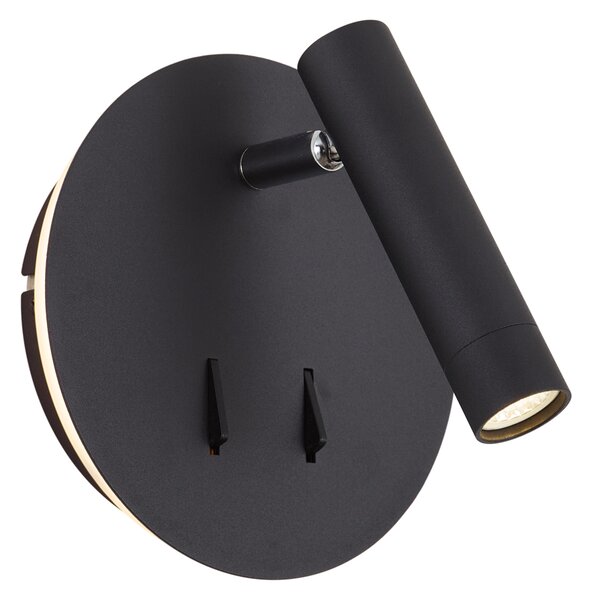 Nowoczesna czarna lampa ścienna z diodą LED i USB-C - Croft