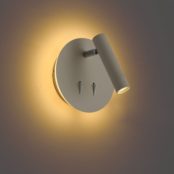 Nowoczesna lampa ścienna beżowa z diodą LED i USB-C - Croft