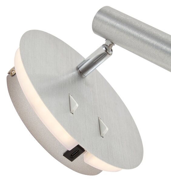 Nowoczesna stalowa lampa ścienna z diodą LED i USB-C - Croft
