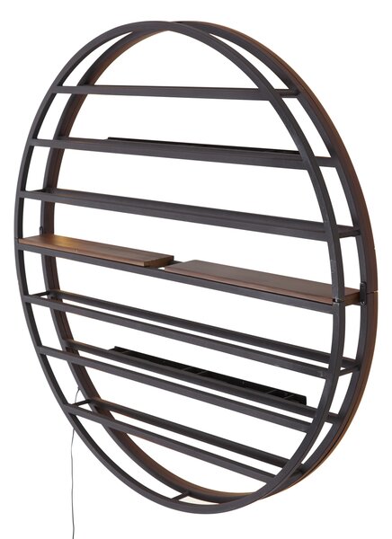 Nowoczesna Lampa Ścienna Czarna z Okrągłym Drewnem i Zintegrowanym LED - Wine Rack