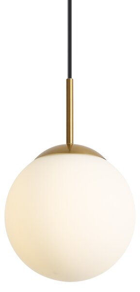 Lampa wisząca Art Deco złota ze szkłem opalowym IP44 - Flore