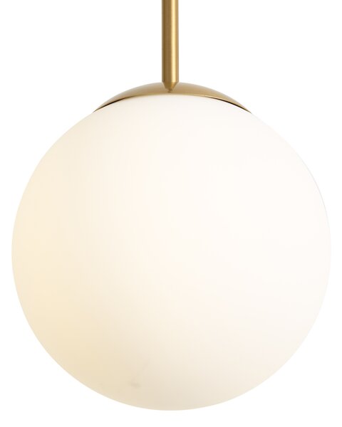 Lampa wisząca Art Deco złota ze szkłem opalowym IP44 - Flore