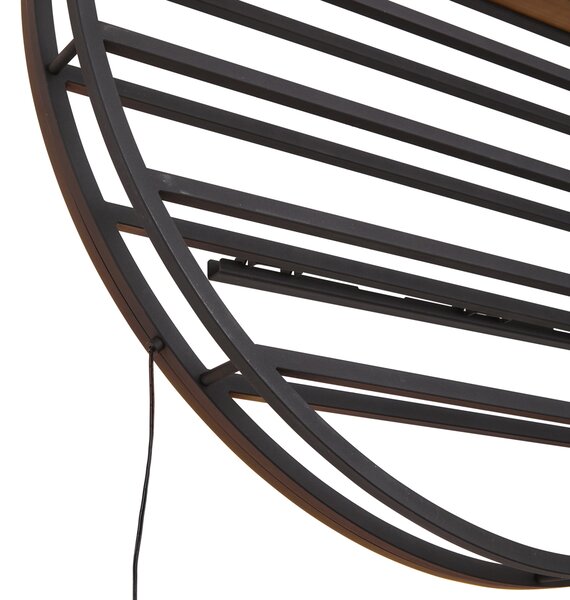 Nowoczesna Lampa Ścienna Czarna z Okrągłym Drewnem i Zintegrowanym LED - Wine Rack