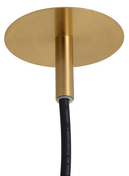 Lampa wisząca Art Deco złota ze szkłem opalowym IP44 - Flore