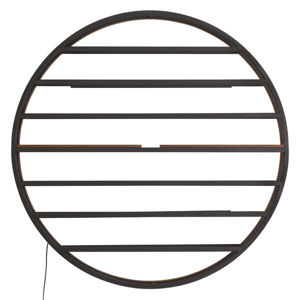 Nowoczesna Lampa Ścienna Czarna z Okrągłym Drewnem i Zintegrowanym LED - Wine Rack