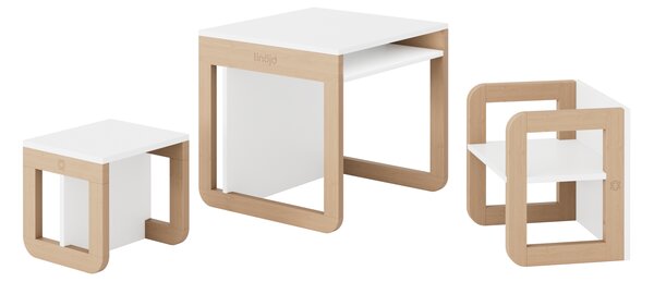 Møb 9w1 – Drewniany modułowy mebel Montessori dla dzieci 1–6 lat | Biały