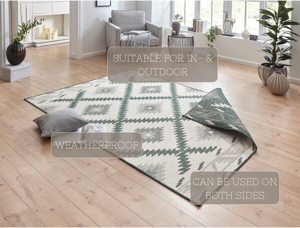 Zielono-kremowy dywan odpowiedni na zewnątrz NORTHRUGS Malibu, 170x120 cm