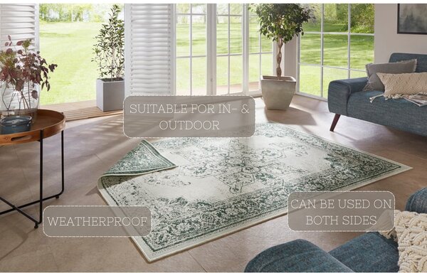 Zielono-kremowy dywan odpowiedni na zewnątrz NORTHRUGS Borbon, 80x150 cm