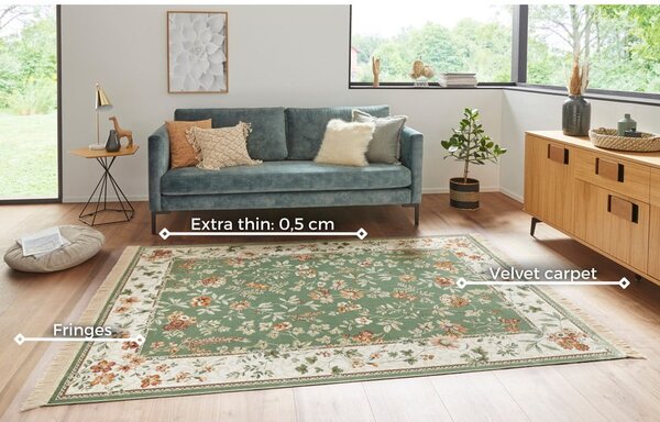Zielono-kremowy dywan z wiskozy 95x140 cm Oriental – Nouristan