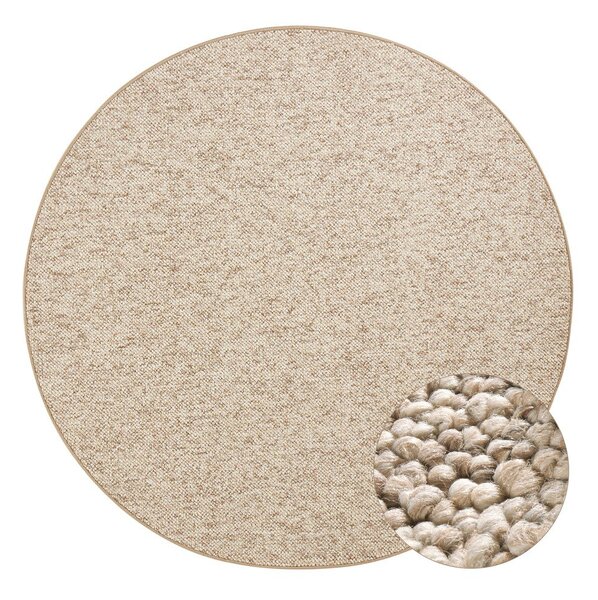 Jasnobrązowy okrągły dywan ø 200 cm Wolly – BT Carpet