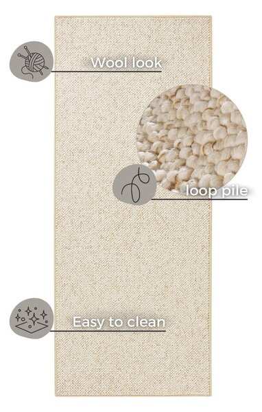 Kremowy chodnik 80x200 cm Wolly – BT Carpet