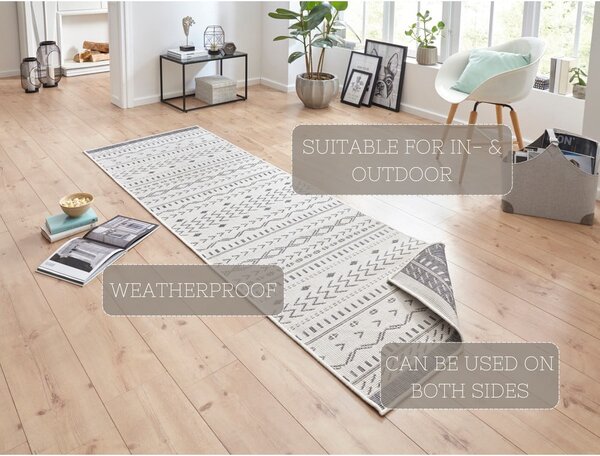 Szaro-kremowy chodnik odpowiedni na zewnątrz NORTHRUGS Kuba, 250x80 cm