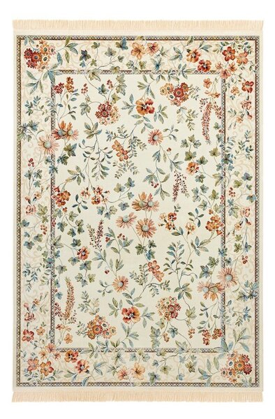 Kremowy dywan z wiskozy 95x140 cm Oriental Flowers – Nouristan