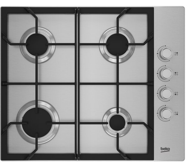 Płyta gazowa BEKO b100 HIBG64122SX Wysokowydajne palniki Żeliwne ruszty
