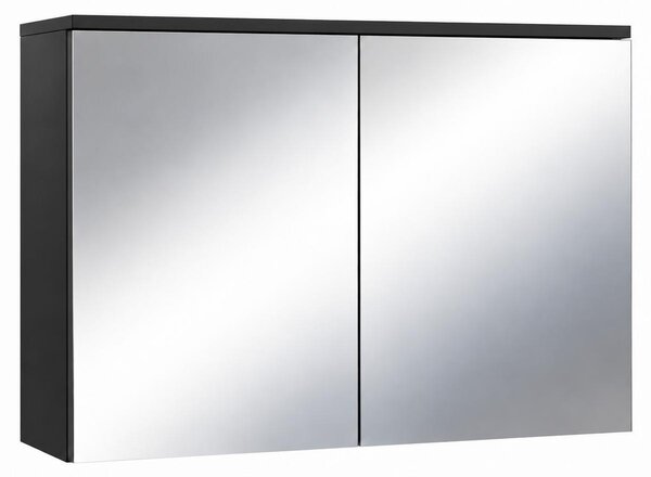 Badplaats Szafka z Lustrem Toledo 80 x 20 x 60 cm - Czarny Mat - Słupek Łazienkowy