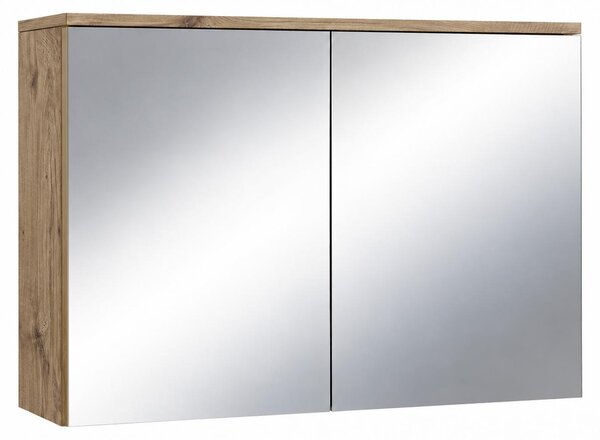 Badplaats Szafka z Lustrem Toledo 80 x 20 x 60 cm - Kasztanowy Dąb - Słupek Łazienkowy