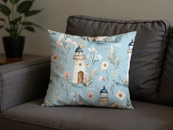 Poszewka na poduszkę z polibawełny LIGHTHOUSE POLY 45x45 cm, niebieska