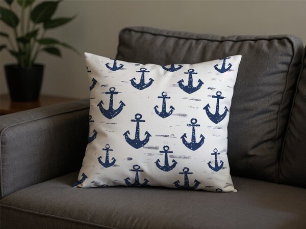Poszewka na poduszkę z polibawełny NAVYSTA POLY 45x45 cm, niebiesko-biała