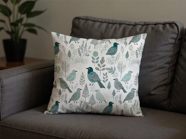 Poszewka na poduszkę z polibawełny LEAFBIRD POLY 45x45 cm, biało-zielona