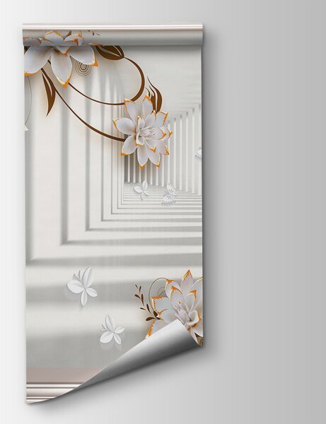 Fototapeta Elegancka kwiatowa ramka z plikami masła, Fototapety 3d z kwiatami, Popularne Fototapety, u93693 - Tapeko.pl