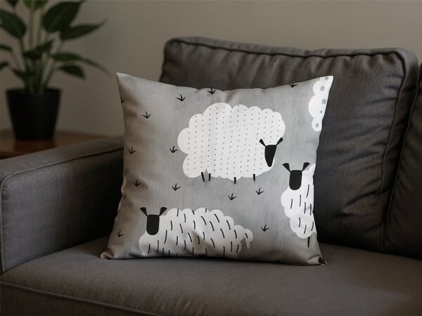 Poszewka na poduszkę z polibawełny SHEEP POLY 45x45 cm, szara