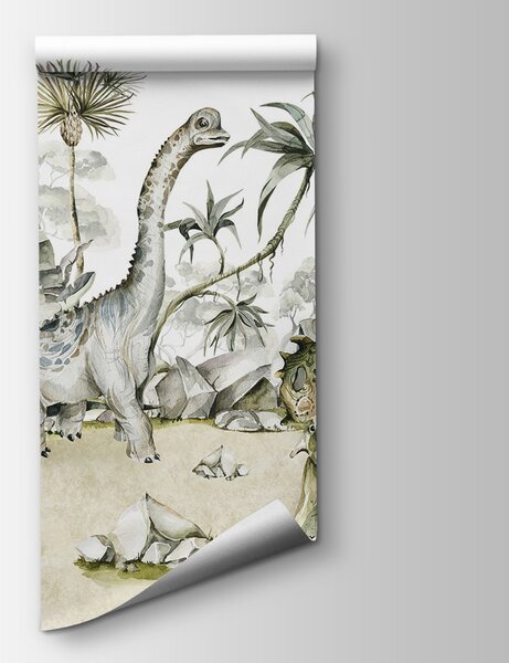 Fototapeta Akwarela przedstawiająca dinozaury i rośliny, Fototapety Natura, Popularne Fototapety, w00847 - Tapeko.pl