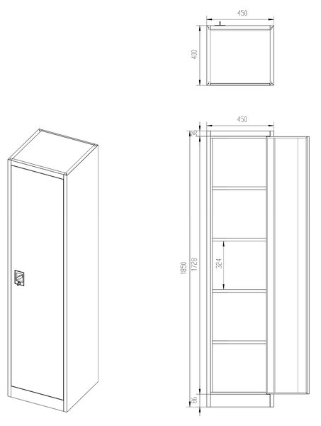 Szafa biurowa Eco Design Alex 45x40x185 cm antracyt/orzech
